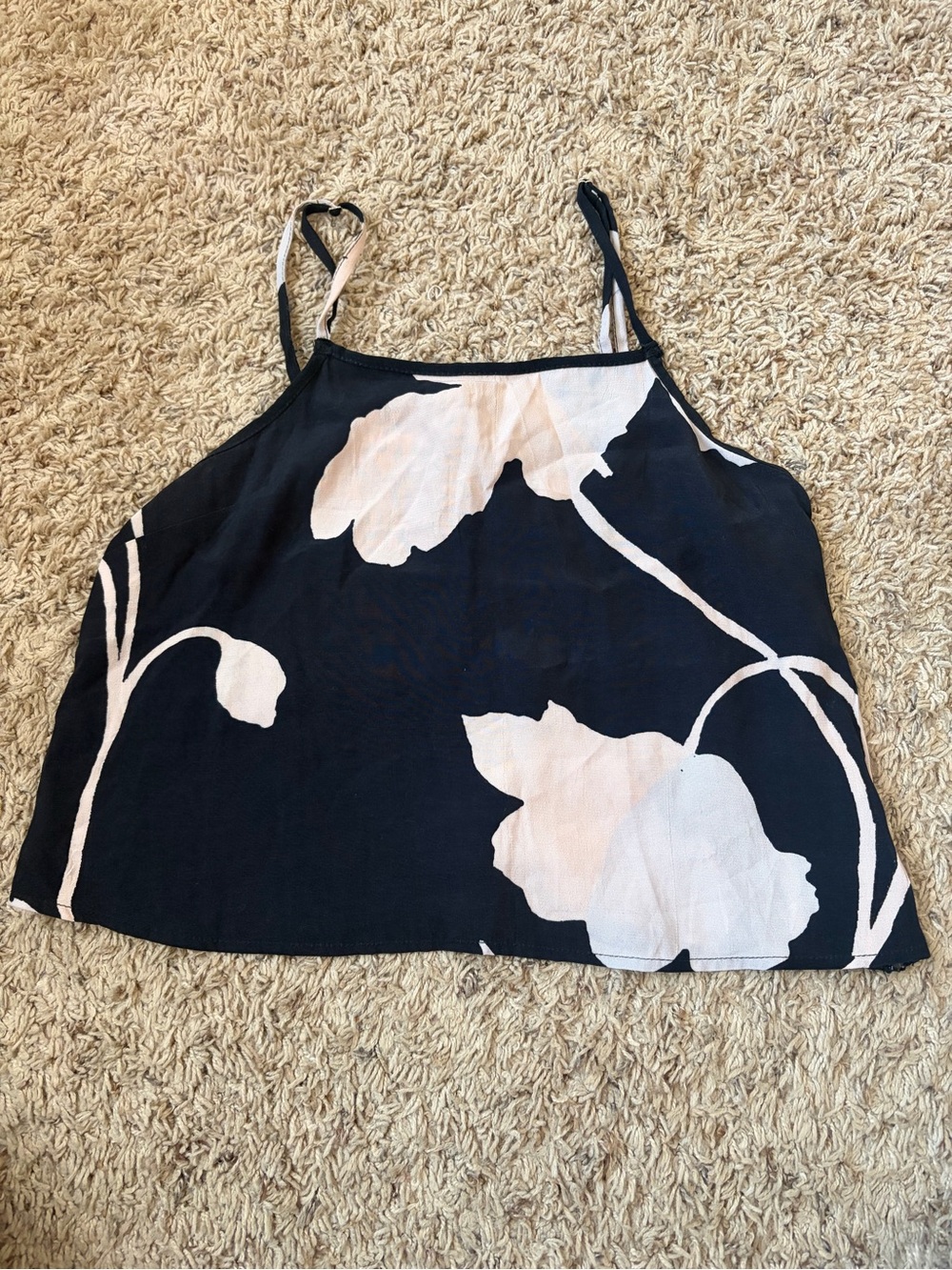 Nasty Gal Black Camisole with White Floral Motif